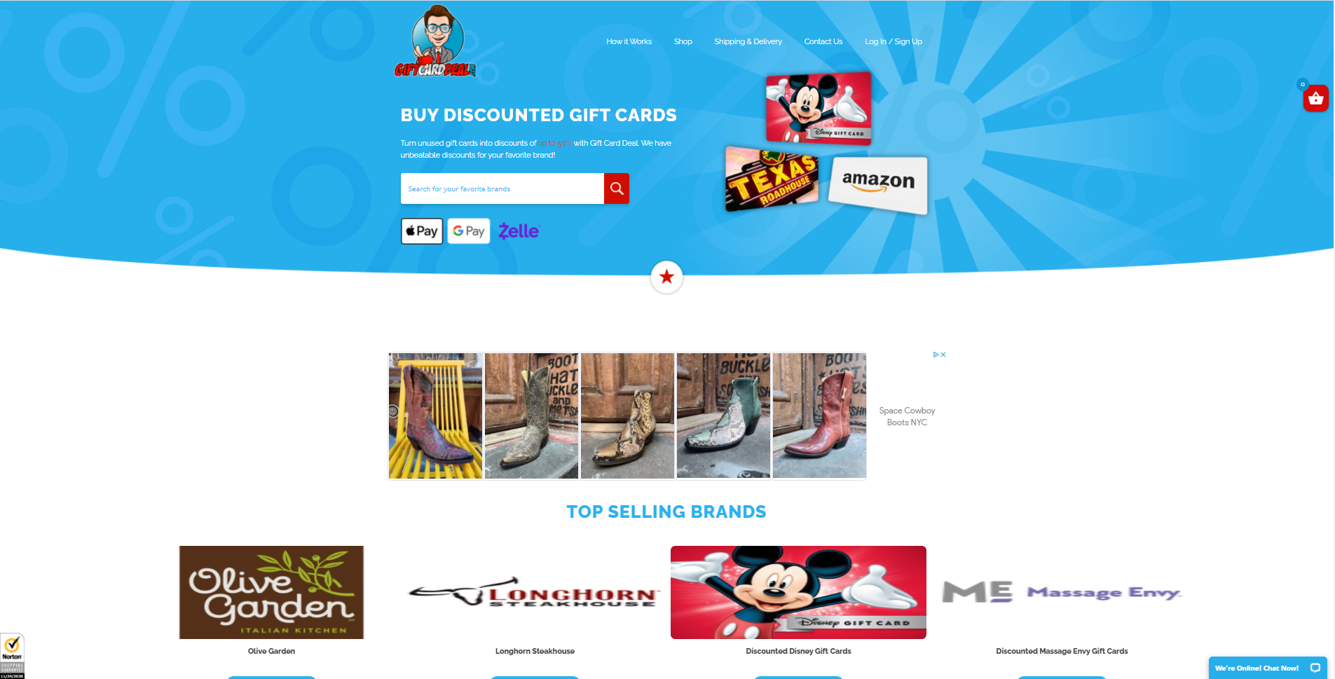 gift card deal website development portfolio