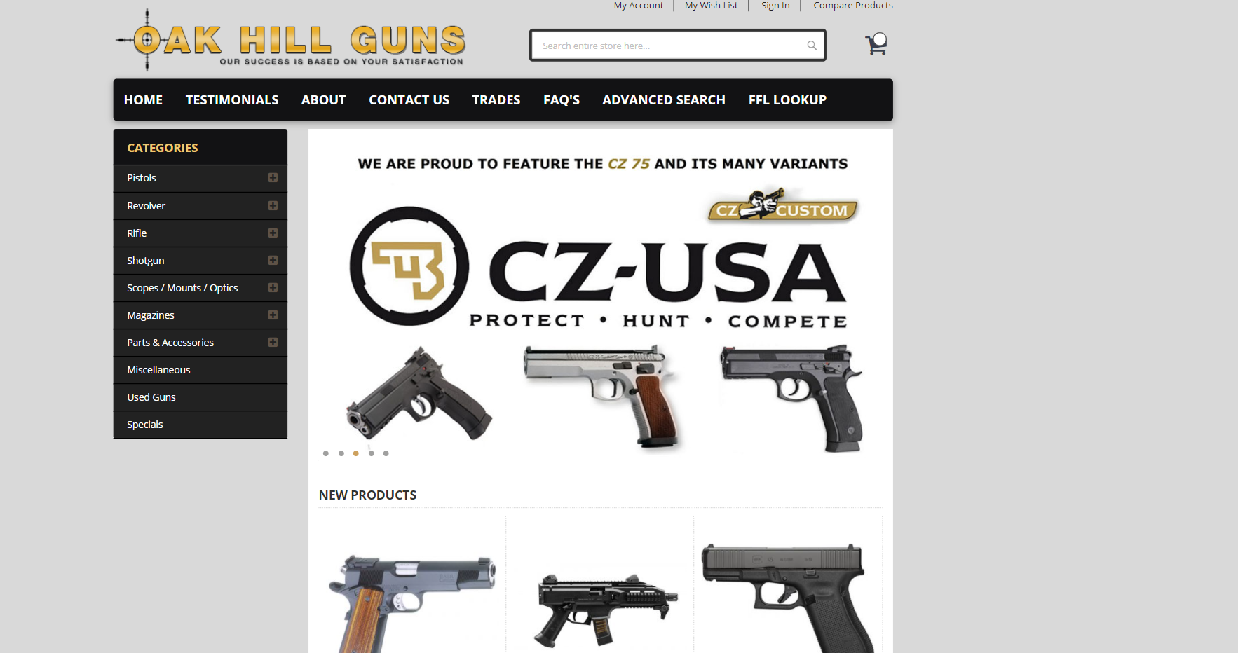 ak hill guns protfolio website